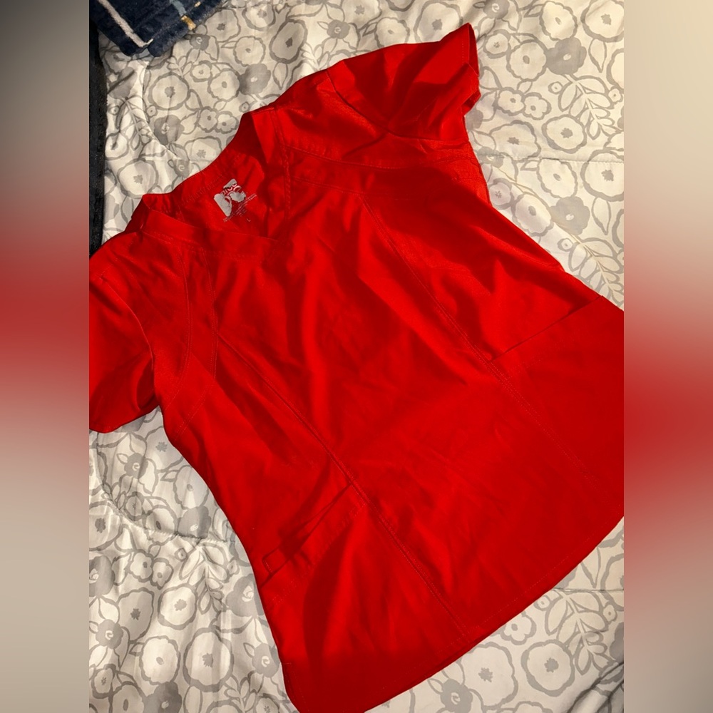 Vibrant Red Short Sleeve scrub Women's Top